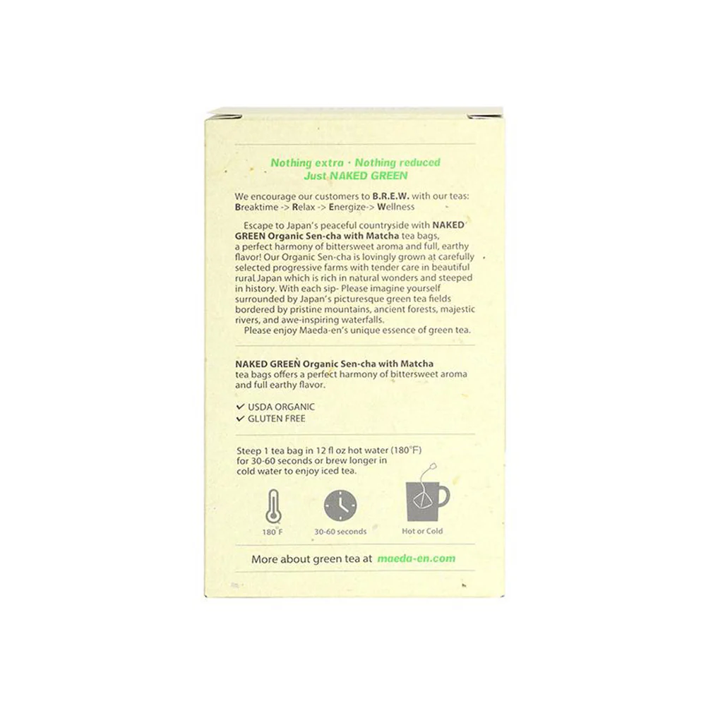 NAKED GREEN Organic Sen-cha with Matcha (12 tea bags) - Image 3